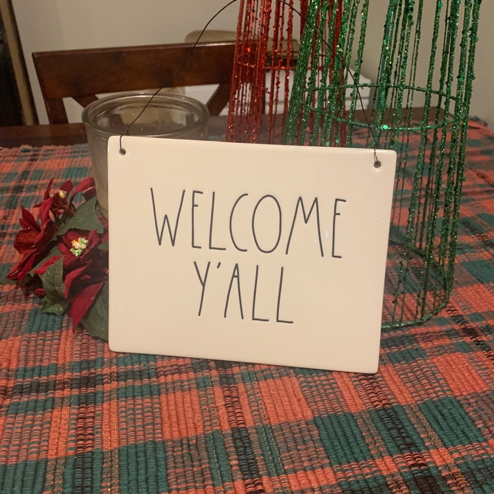 Rae Dunn Welcome Y'all Ceramic Hanging Plaque